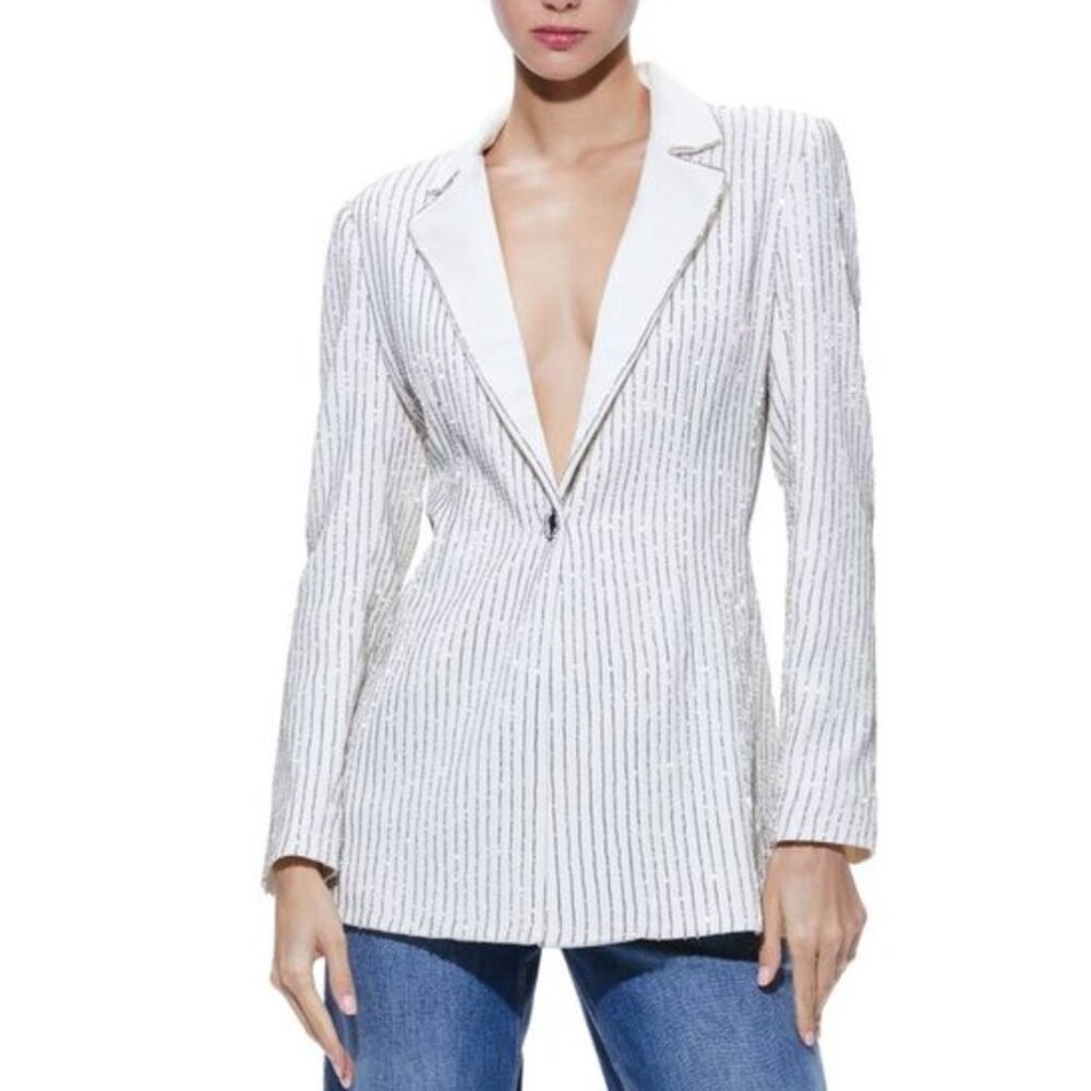 alice + olivia Yona Boxy Pinstripe Blazer 2